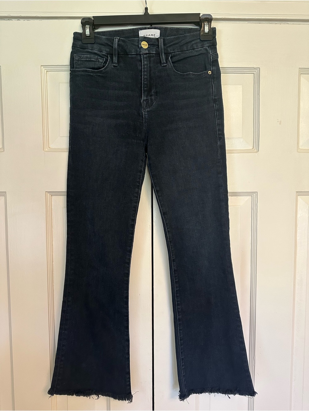 Frame Le Crop Mini Boot Denim - Black High-Rise Flare Jeans